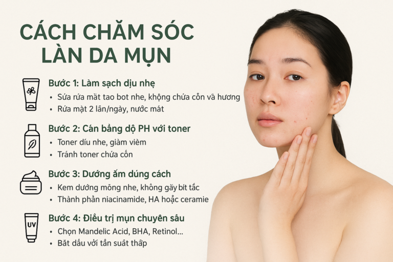 CÁCH CHĂM SÓC LÀN DA MỤN HIỆU QUẢ – GIẢI PHÁP CHO LÀN DA KHỎE SÁNG MỊN